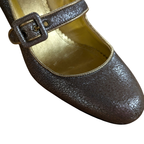 J. Crew Crackle Metallic Leather Mary Jane Pump Size 6.5 - Picture 6 of 13